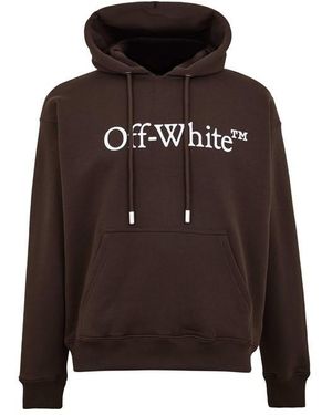 Off-White c/o Virgil Abloh Off Oversize Hooded Neck Long Sleeve Sweatshirt - Brown