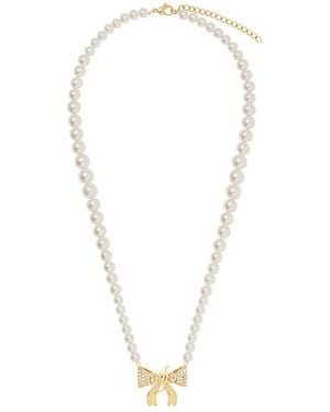 Agent Provocateur Brady Pearl Bow Pendant - Metallic