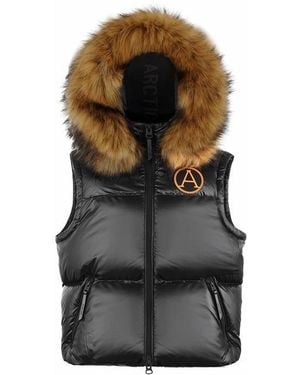 ARCTIC ARMY Puffer Hooded Zip Gilet - Black