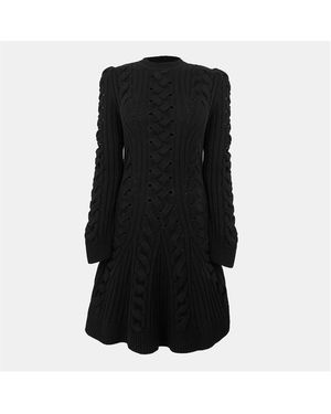 McQueen Alex Cable Knitted Jumper Dress - Black