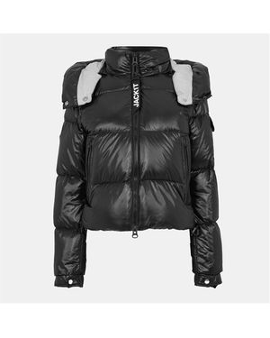 Jacket Slick Water Resistant Insulated Medium Puffer Jacket - Black