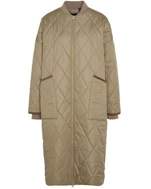 Barbour Rhea Diamond Quilted Longline Jacket - Natural