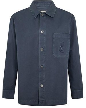 Saint Laurent Ysl Pocket Overshirt - Blue