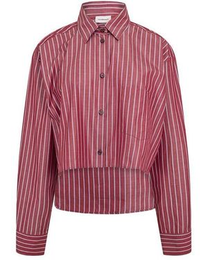 ANDAMANE Georgiana Crop Long Sleeve Patterned Shirt - Red