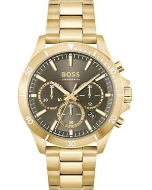 BOSS Troper Chronograph 44Mm Water Resistant Analogue Quartz Watch - Metallic
