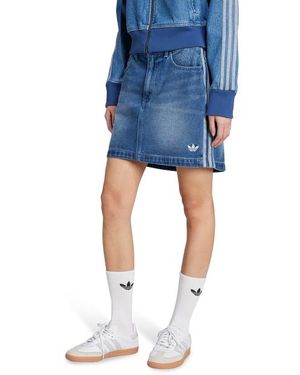 adidas Adicolor 3-Stripes Denim Mini Damen Röcke - Blau