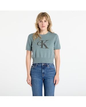 Calvin Klein Maglione Jean Chunky Cotton Graphic Weater - Blu