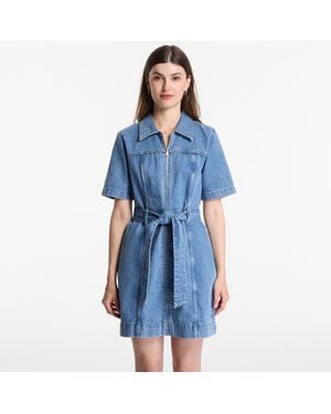 Calvin Klein Jurk Jeans Belted Shirt Dress - Blauw