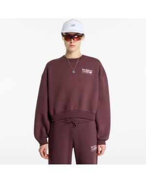 New Balance Sweatshirt Trackside Fleece Crew - Lila