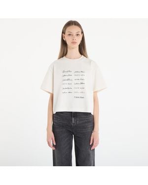 Calvin Klein T-Shirt Jeans Ss Cropped Boxy Grap Tee - White