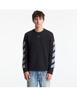 Off-White c/o Virgil Abloh Pullover Diag Fuzzy Knit Crewneck - Schwarz