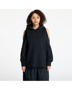 Converse Felpa Loose-Fit Shoulder Cut-Out Fleece Hoodie - Nero