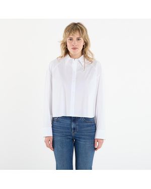 Calvin Klein Chemise jeans solid boxy cropped shirt xxs - Blanc