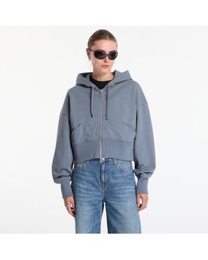 Dime Sweatshirt Cropped Zip Hoodie - Blue