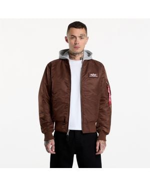 Alpha Industries Bomber Ma-1 Zip Hood Backprint - Brown