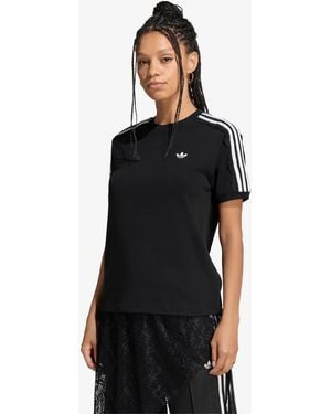 adidas Originals T-Shirt Adidas Lace 3 Stripes Tee - Zwart