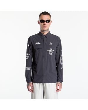 Nike Camicia Acg Aireez Uv Protection Button-Up Long-Sleeve Graphic Top Dk Smoke - Blu