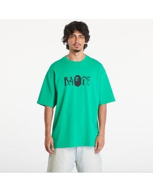 A Bathing Ape T-Shirt Screen Print Logo Relaxed Fit Short Sleeve Tee - Grün