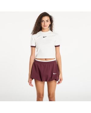 Nike W Ss Fitted Top Sail/ Burgundy Crush - Wit