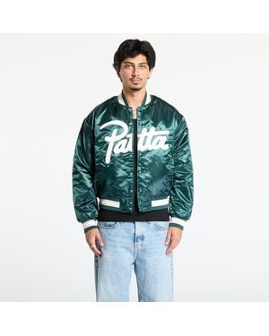 PATTA Jacke Script Logo Satin Varsity Jacket - Grün