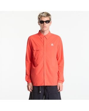 Nike Caicia Acg "Aireez" En's Long-Sleeve Button-Up Trail Running Top Lt Crison/ Suit - Rosso