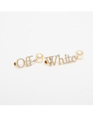 Off-White c/o Virgil Abloh Logo Earrings W/Strass&Pearl - Mettallic