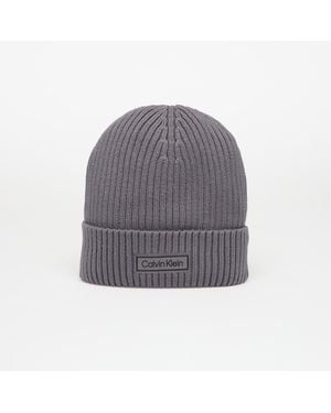 Calvin Klein Patch Chunky Rib Cot Hat - Gray