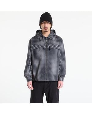 ROA Sweatshirt Aair Floweave Printed Check Long Sleeve Hooded Shirt - Blue