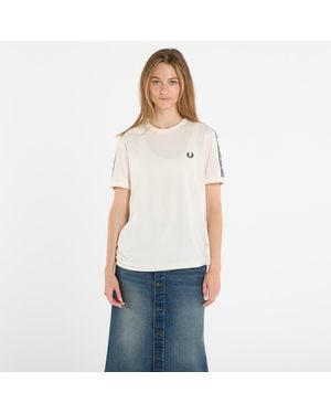 Fred Perry T-Shirt Contrast Tape Ringer T-Shirt Ecru - Weiß