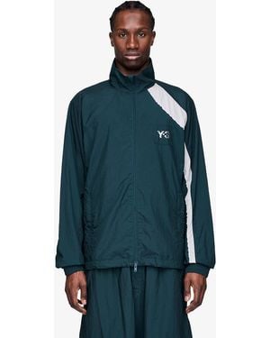 Y-3 Jacket Raw Edge 3 Stripes Nylon Shell Jacket - Blue