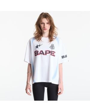 A Bathing Ape T-Shirt Heavy Wash Hand Draw Football Multi Logo Relaxed Fit Tee - White