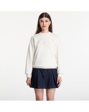Calvin Klein Sweatshirt Jeans Ls Baby Terry Seasonal Monologo Hoodie - White