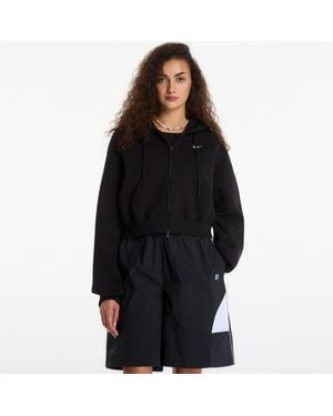 Nike Sweatshirt Studio Fleece Medium Weight Oversized Full-Zip Cropped Hoodie Total/ Sail - Zwart