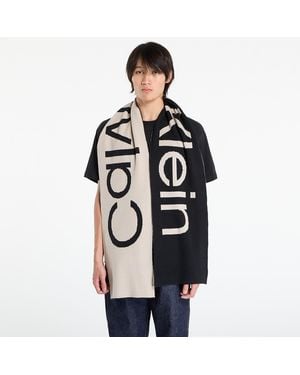Calvin Klein Sciarpa Bold Logo 2-Tone Wool Scarf - Nero