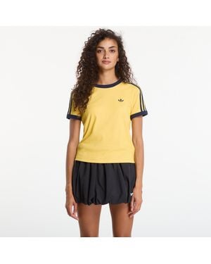 adidas Originals T-Shirt Adidas Heather 3-Stripes Cali T-Shirt Warm Vanilla/ Bold/ Night - Gelb