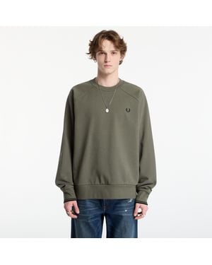 Fred Perry Sweatshirt Tipped Crewneck Sweatshirt - Green