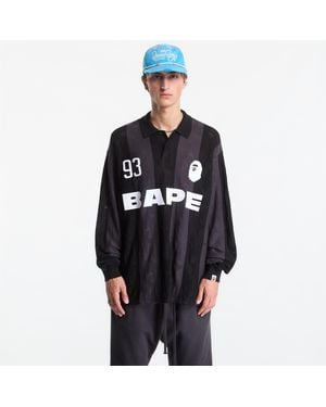 A Bathing Ape T-Shirt Sta Stripe Pattern Jacquard Multi Logo Relaxed Fit Ls Tee - Black