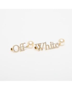 Off-White c/o Virgil Abloh Logo earrings w/strass&pearl gold/ white universal - Métallisé
