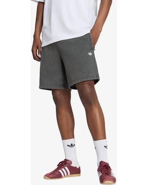 adidas Originals Kurze Hosen Adidas Trefoil Essentials Washed Mid-Thigh Fleece Shorts - Schwarz