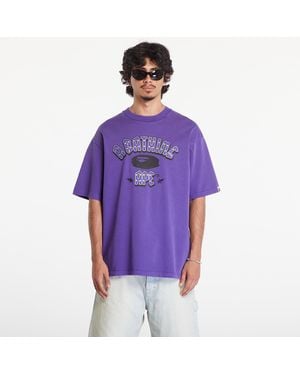 A Bathing Ape Maglietta Garment Dye Rhinestone Logo Relaxed Fit Short Sleeve Tee - Viola