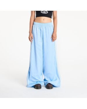 adidas Originals Pants Satin Wide Leg Tracksuit Bottoms Ruffle 3-Stripes - Blue