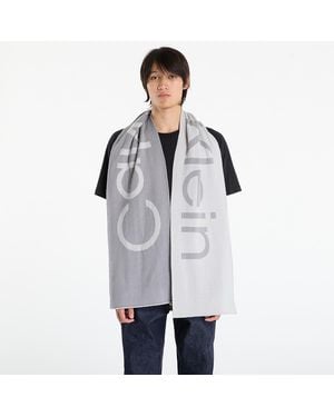 Calvin Klein Bold Logo 2-Tone Wool Scarf - White