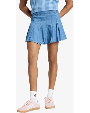 adidas Originals Denim Pleated Skirt - Blue