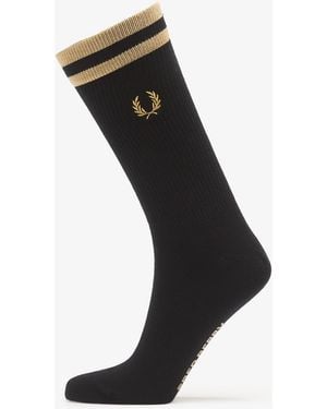 Fred Perry Sokken Tipped Sports Sock/ Champagne - Zwart