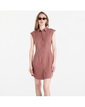 Calvin Klein Tencel Linen Sl Mini Shirtdress - Red