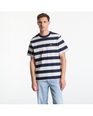 Calvin Klein T-Shirt Jeans Ss Easy 20S Jersey Stripe Crewneck Tee - Blue