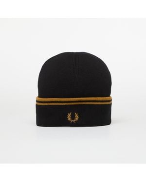 Fred Perry Twin Tipped Merino Wool Beanie/Caramel - Black