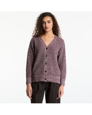 Calvin Klein Sweater Jeans Chunky Cotton Mouline Cardigan - Purple