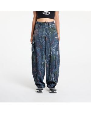 adidas Originals Pants Leaf Camo Print Satin Cargo Sweatpants - Blue