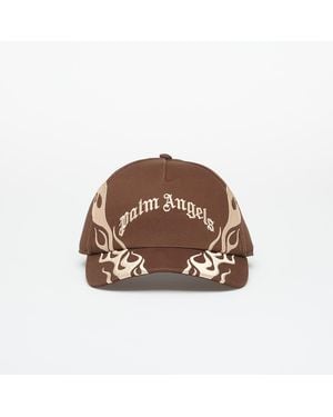 Palm Angels Cap Flames Curved Logo Cap - Brown
